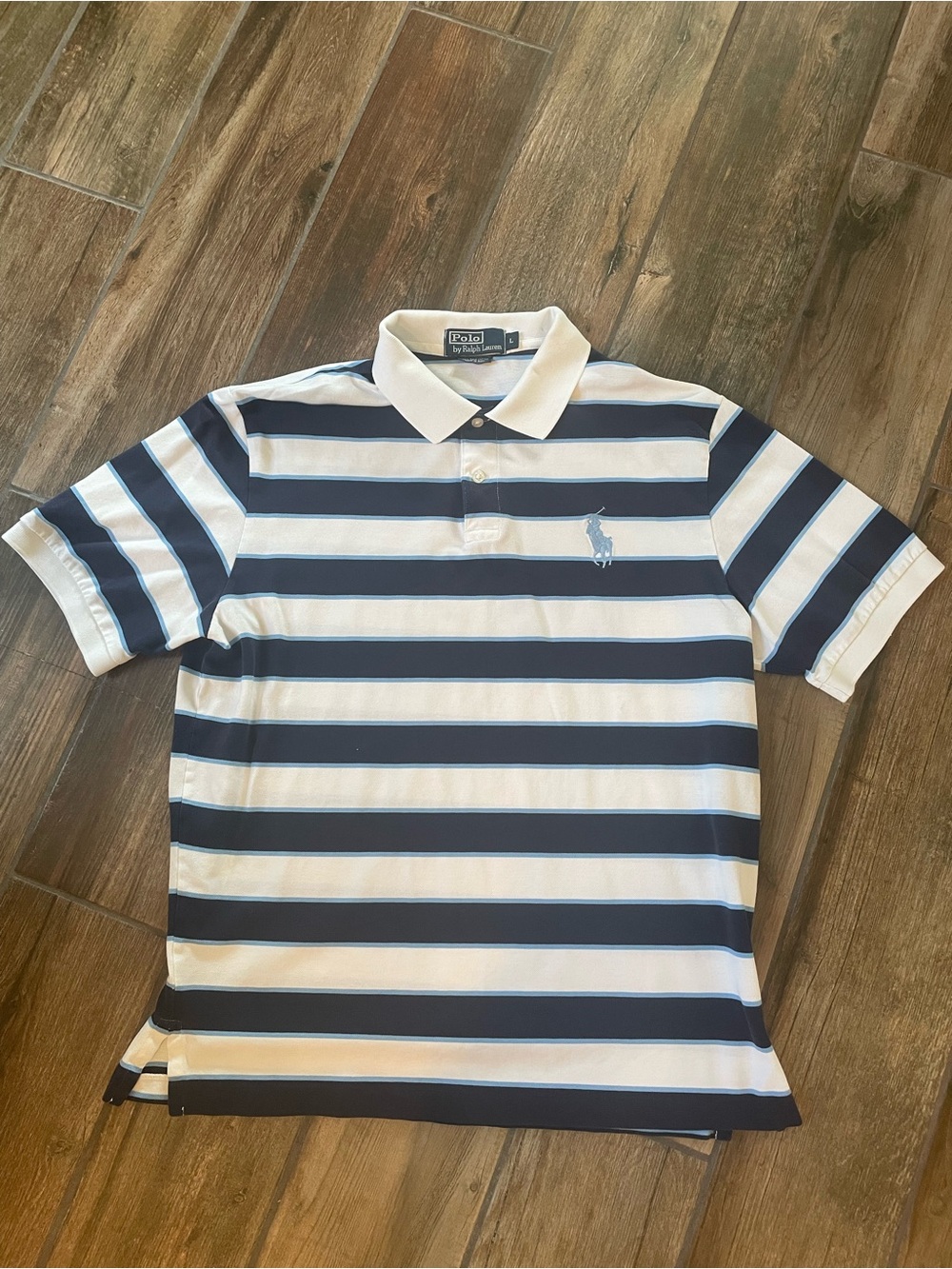 Polo by Ralph Lauren Men's Navy and White Striped Polo
